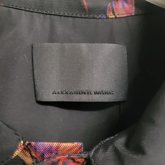 Alexander Wang‎ Black And Red Leaf Print Snap Button Jacket Size EU 48